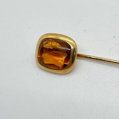 LOT 92J: 14K Yellow Gold and Citrine Stick Pin