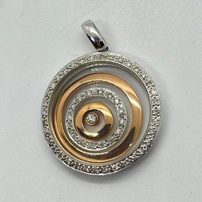 LOT 95J: Stunning 14K White and Rose Gold Pendant with Diamond Accents- please read description