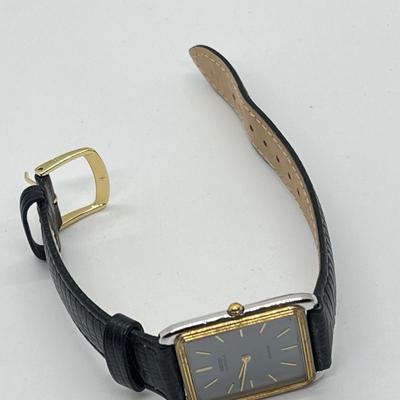 LOT 106J: Seiko Lassale Two-Tone Square-Face Quartz Watch with Leather Band