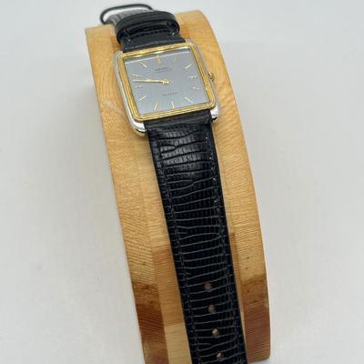 LOT 106J: Seiko Lassale Two-Tone Square-Face Quartz Watch with Leather Band