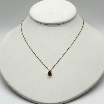 LOT 110J: 14K Teal Sapphire with Diamond Accent Pendant Necklace