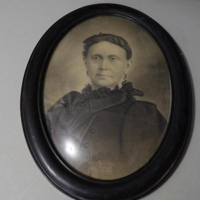 Late 1800's Photo in Oval Domed Glass Frame