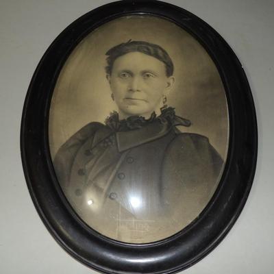 Late 1800's Photo in Oval Domed Glass Frame