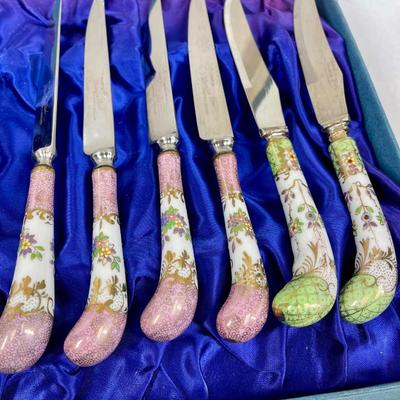 Sheffield Cutlery from Sheffield England Porcelain Handles floral pattern 11 pcs