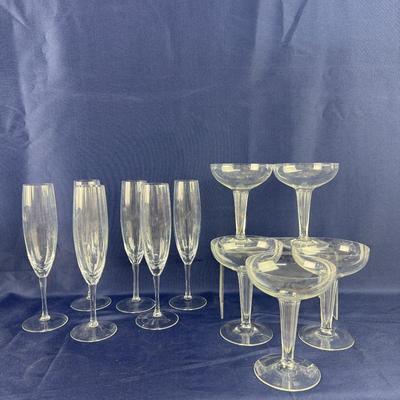 1019 Two Sets Of Vintage Champagne Glasses