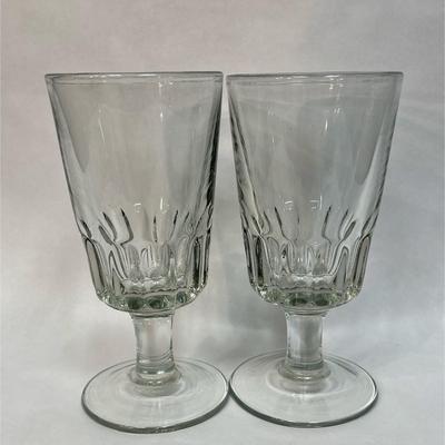 Two very Large Stemmed Glasses - clear glass - heavy duty