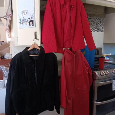 LADIES LEATHER JACKET, REVERSIBLE RAINCOAT AND LIGHT JACKET