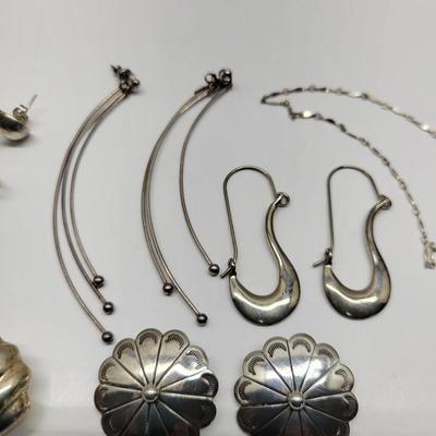 Lot of sterling earrings and a bracelet
