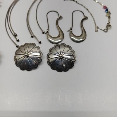Lot of sterling earrings and a bracelet