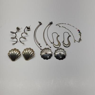 Lot of sterling earrings and a bracelet