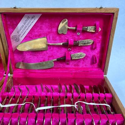 Floating Market Thai Silk Home Industries Brass & Rosewood flatware sets with box