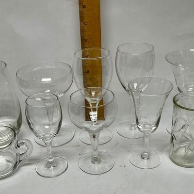 Mixed Lot of 6 clear glass beverage glasses