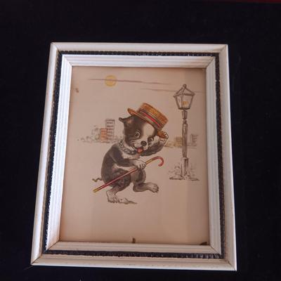 SIGNED AND NUMBERED PRINT AND VINTAGE DOG PICTURE