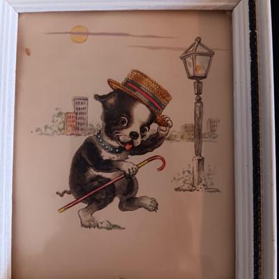 SIGNED AND NUMBERED PRINT AND VINTAGE DOG PICTURE