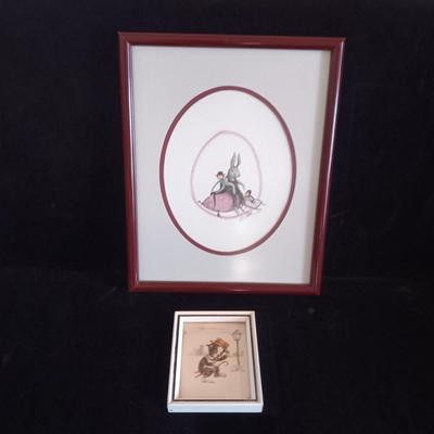 SIGNED AND NUMBERED PRINT AND VINTAGE DOG PICTURE