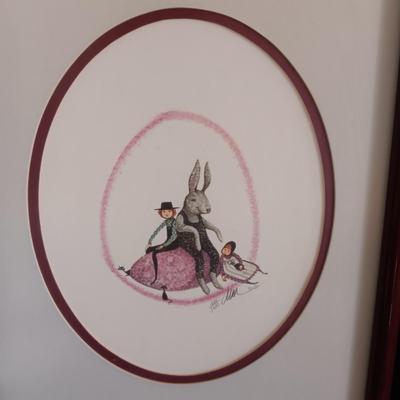 SIGNED AND NUMBERED PRINT AND VINTAGE DOG PICTURE