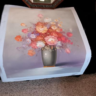 WALL MIRROR AND OIL PAINTING