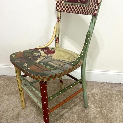 Hand Painted Wooden Accent Chair