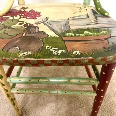 Hand Painted Wooden Accent Chair