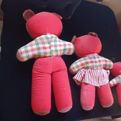 VINTAGE PLUSH "THREE BEARS" AND BLACK CAT