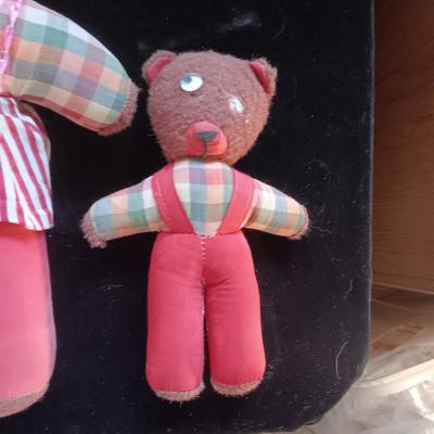 VINTAGE PLUSH "THREE BEARS" AND BLACK CAT