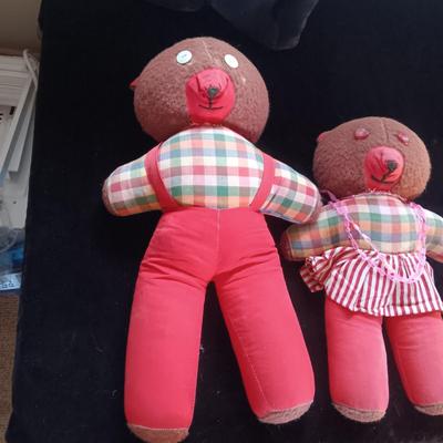 VINTAGE PLUSH "THREE BEARS" AND BLACK CAT