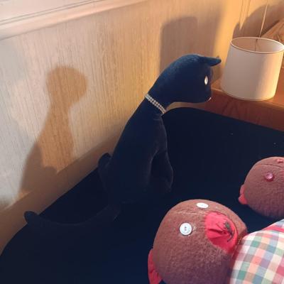 VINTAGE PLUSH "THREE BEARS" AND BLACK CAT