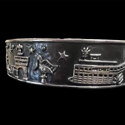 Sterling Silvia~New Orleans Moonlight Collage Cuff bracelet~