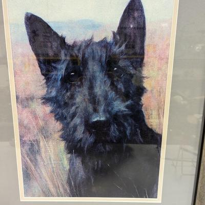 Framed Painting Scottie Art 26 1/2" x 20 1/2"
