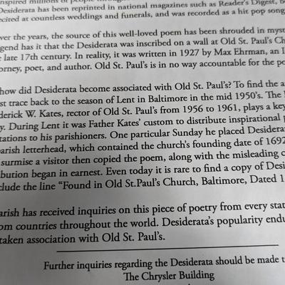 Desiderata And Old St. Paul's Poem