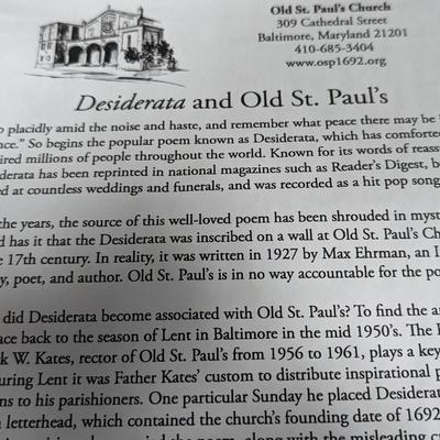Desiderata And Old St. Paul's Poem