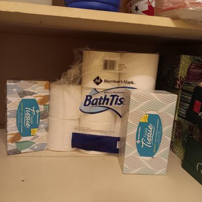 2 BOXES OF KLEENEX AND 8 ROLLS OF TOILET PAPER