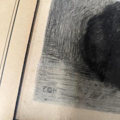 Framed Signed Terrier Print 20 1/4" x 17 3/4"