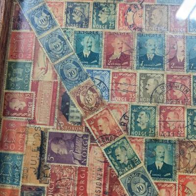 Framed Vintage Stamp Collection