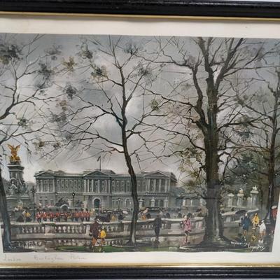 Framed London Buckingham Palace Painting 17" x 13"