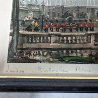 Framed London Buckingham Palace Painting 17" x 13"