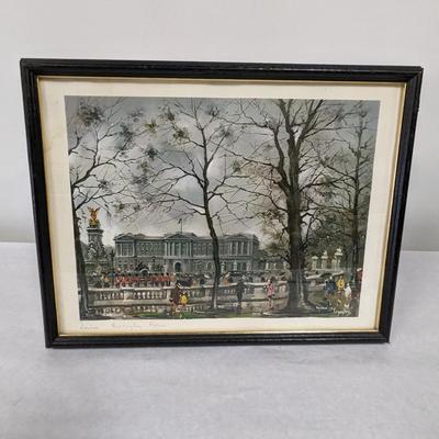 Framed London Buckingham Palace Painting 17" x 13"