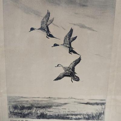 Framed Etching Signed By Roland Clark 13" x 16 3/4"