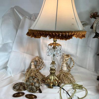 Crystal and metal working table lamp , cutain tie backs , Crystal ties