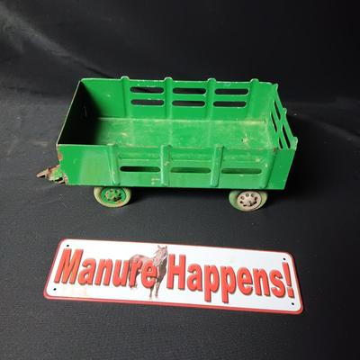 MARX TOY HAY HAULER AND A TIN SIGN
