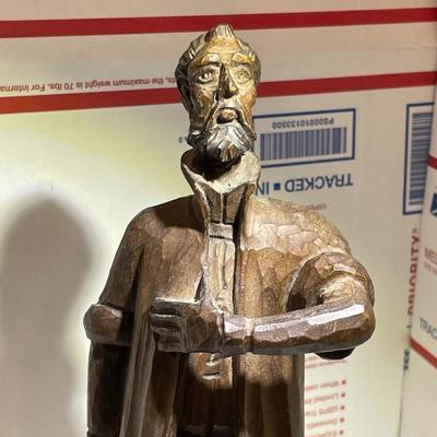Vintage Folk Art DON QUIXOTE Wood Figurine 13.5" Tall Hand Carved "Man Of La Mancha" in Good Condition.