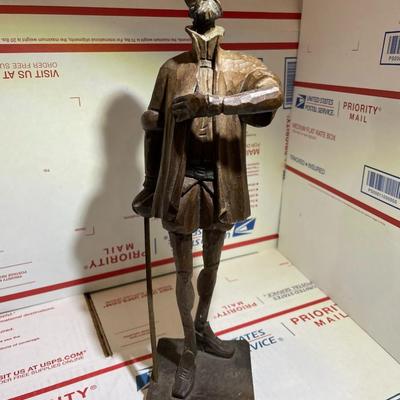 Vintage Folk Art DON QUIXOTE Wood Figurine 13.5" Tall Hand Carved "Man Of La Mancha" in Good Condition.