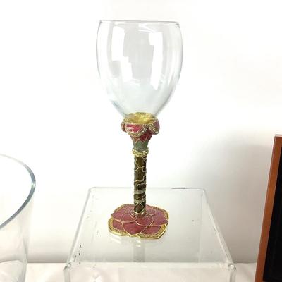 1043 Swarovski Crystal Wine Glass with Bottle Opener and Glass Wine Bucket