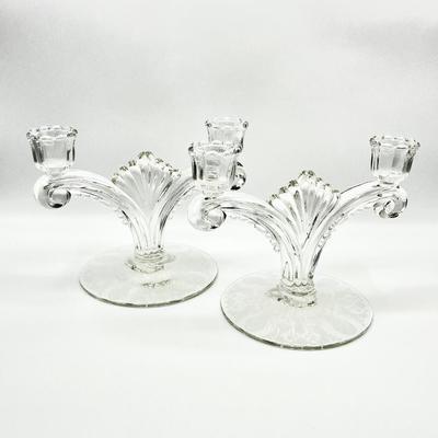 TIFFIN FRANCISCAN ~ Pair (2) ~ Cherokee Rose Etched Double Light Candle Holder