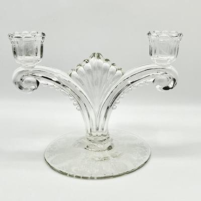 TIFFIN FRANCISCAN ~ Pair (2) ~ Cherokee Rose Etched Double Light Candle Holder