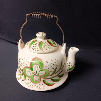 2 HAND PAINTED TEAPOTS