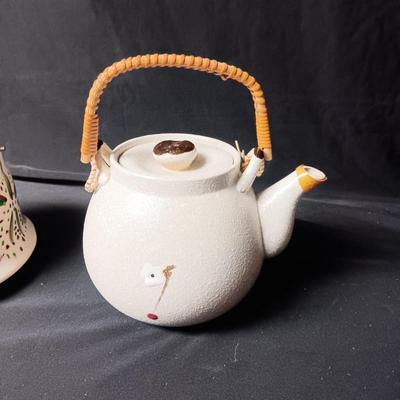 2 HAND PAINTED TEAPOTS