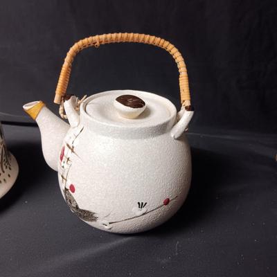 2 HAND PAINTED TEAPOTS