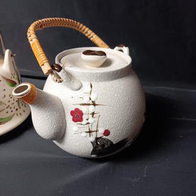 2 HAND PAINTED TEAPOTS