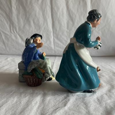 Royal Doulton â€œThe Favouriteâ€ and â€œTuppence A Bagâ€ figurines (DR-DZ)